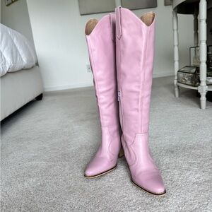 Free People - Pink Leather Cowboy Boots